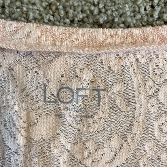 Loft Peach Lace Long Sleeve Top Small - Picture 2 of 4